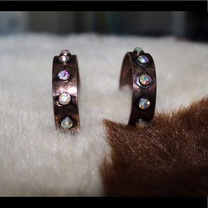 Copper Crystal Hoop Earrings
